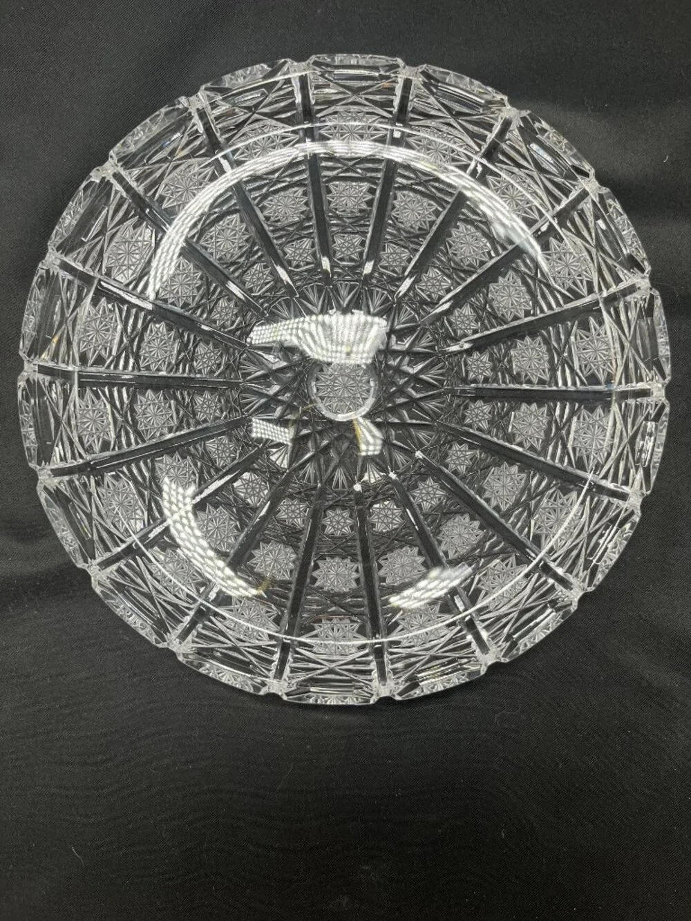 Vintage Bohemian Hand-Cut 24% Lead Crystal Serving Plate or Platter